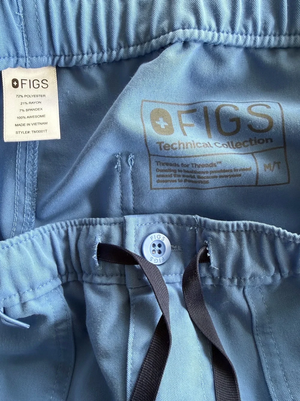 Figs Cairo Cargo Scrub Pants Ceil Blue Mens Size Medium Tall